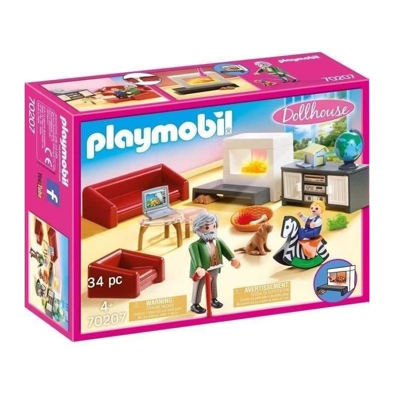 PLAYMOBIL 70207 Salon avec cheminée, Dollhouse La Maison Traditionnel PLAYMOBIL 70207 Salon avec cheminée, Dollhouse La Maison Traditionnel