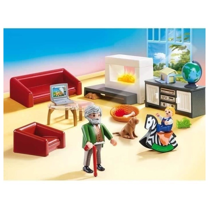 PLAYMOBIL 70207 Salon avec cheminée, Dollhouse La Maison Traditionnelle, 36 pieces, Des 4 ans