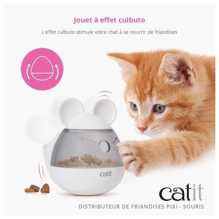 Distributeur de friandises pour chat - CATIT - PIXI - Design oreilles de souris - Blanc Distributeur de friandises pour chat - CATIT - PIXI - Design oreilles de souris - Blanc