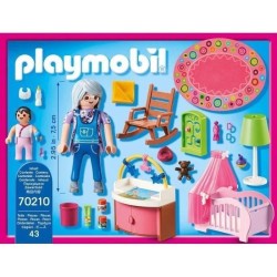 PLAYMOBIL 70210 Chambre de bébé, Dollhouse La Maison Traditionnelle,