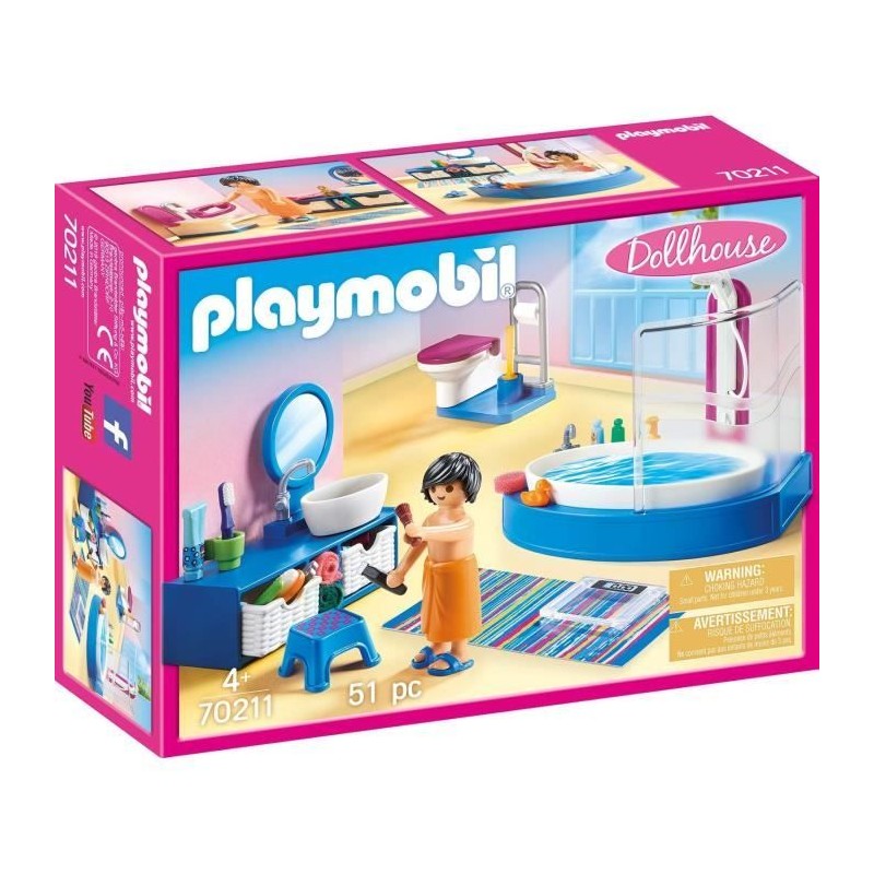 PLAYMOBIL 70211 Salle de bain avec baignoire, Dollhouse La Maison Trad PLAYMOBIL 70211 Salle de bain avec baignoire, Dollhouse La Maison Trad