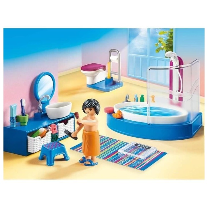 PLAYMOBIL 70211 Salle de bain avec baignoire, Dollhouse La Maison Traditionnelle, 51 pieces, Des 4 ans PLAYMOBIL 70211 Salle de bain avec baignoire, Dollhouse La Maison Traditionnelle, 51 pieces, Des 4 ans