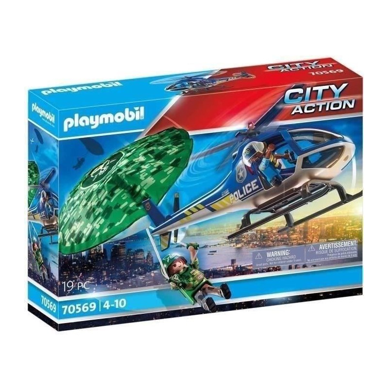 PLAYMOBIL 70569 Hélicoptere de police et parachutiste, City Action, L PLAYMOBIL 70569 Hélicoptere de police et parachutiste, City Action, L