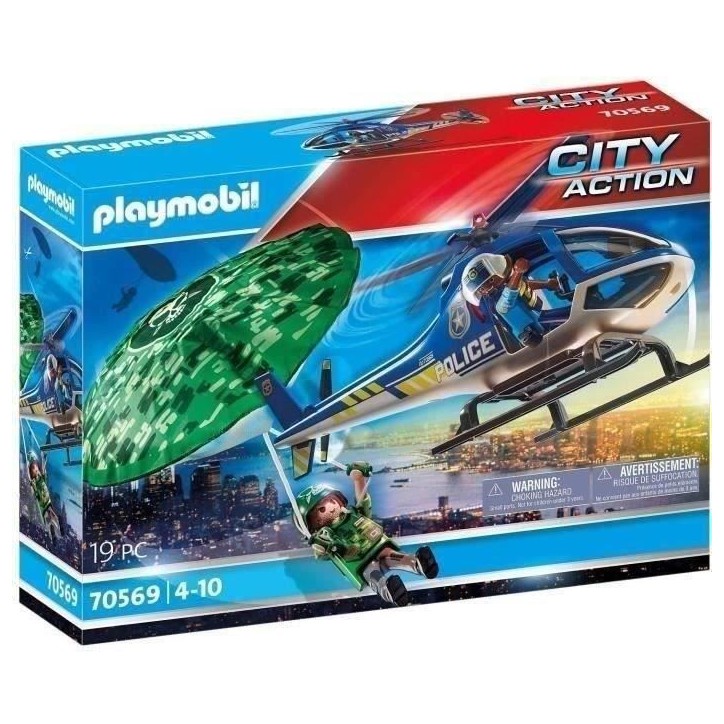 PLAYMOBIL 70569 Hélicoptere de police et parachutiste, City Action, Les Policiers, Des 4 ans PLAYMOBIL 70569 Hélicoptere de police et parachutiste, City Action, Les Policiers, Des 4 ans