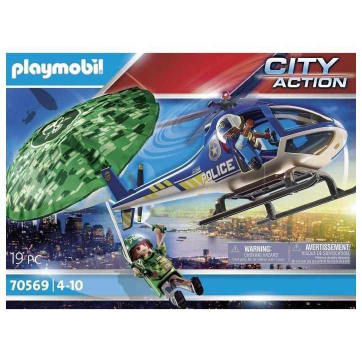 PLAYMOBIL 70569 Hélicoptere de police et parachutiste, City Action, Les Policiers, Des 4 ans PLAYMOBIL 70569 Hélicoptere de police et parachutiste, City Action, Les Policiers, Des 4 ans