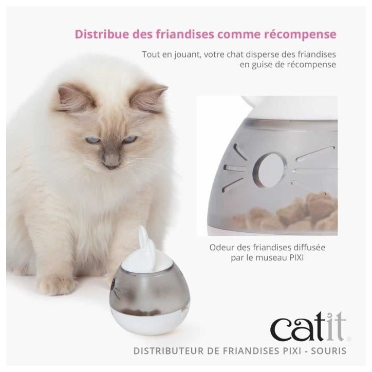 Distributeur de friandises pour chat - CATIT - PIXI - Design oreilles de souris - Blanc Distributeur de friandises pour chat - CATIT - PIXI - Design oreilles de souris - Blanc