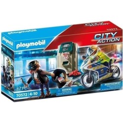 PLAYMOBIL 70572 Policier en moto et voleur, City Action, Les policiers