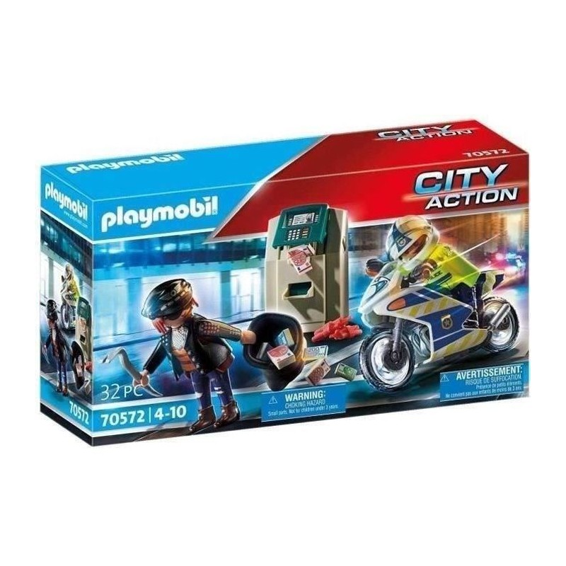 PLAYMOBIL 70572 Policier en moto et voleur, City Action, Les policiers PLAYMOBIL 70572 Policier en moto et voleur, City Action, Les policiers