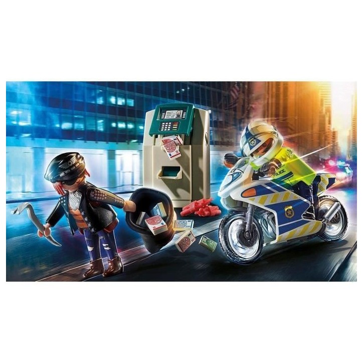 PLAYMOBIL 70572 Policier en moto et voleur, City Action, Les policiers, Des 4 ans