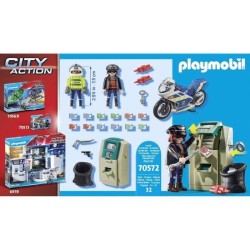 PLAYMOBIL 70572 Policier en moto et voleur, City Action, Les policiers