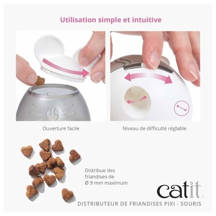 Distributeur de friandises pour chat - CATIT - PIXI - Design oreilles de souris - Blanc Distributeur de friandises pour chat - CATIT - PIXI - Design oreilles de souris - Blanc