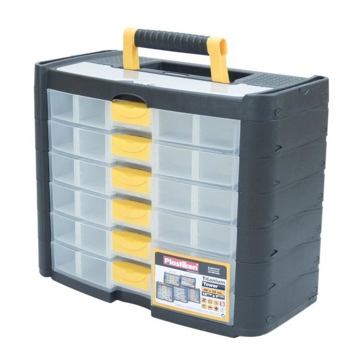 Boîte a outillage - Plastiken - 90001_NOIRE - 6 tiroirs - Titanium - En plastique