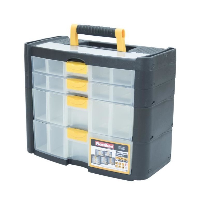 Boîte a outillage - Plastiken - 90002_NOIRE - 4 tiroirs (2 petits + 2 Boîte a outillage - Plastiken - 90002_NOIRE - 4 tiroirs (2 petits + 2