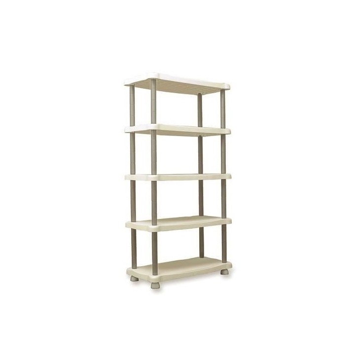 Etagere de rangement - PLASTIKEN - 5 plateaux - Résine - 30kg/plateau - H 184 x L 88 x P 44cm - Beige et taupe Etagere de rangement - PLASTIKEN - 5 plateaux - Résine - 30kg/plateau - H 184 x L 88 x P 44cm - Beige et taupe