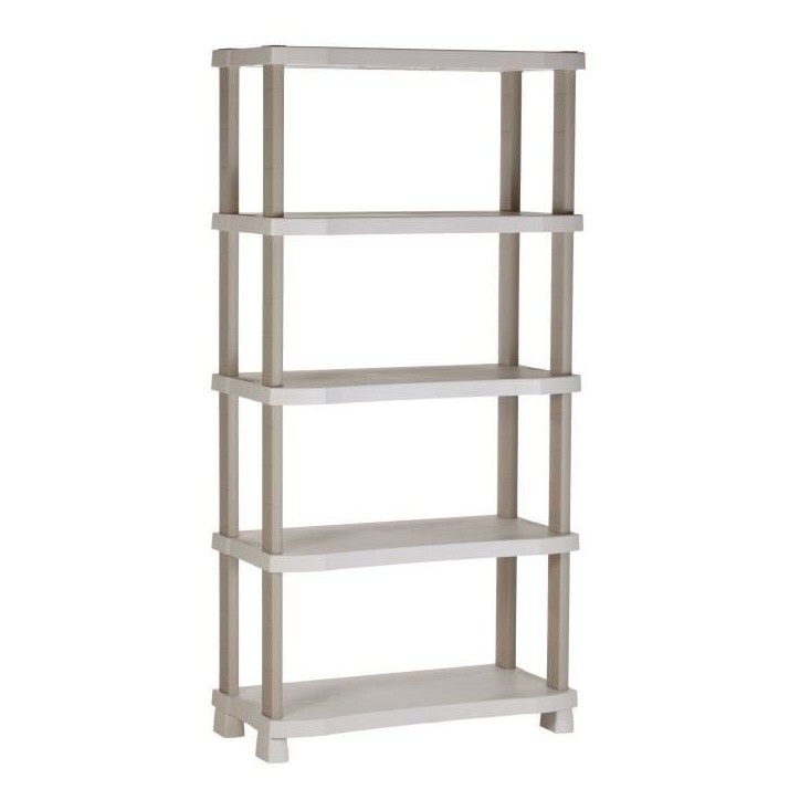 Etagere - PLASTIKEN - Plastique - 90 x 45 x 184 cm - 5 étages - Beige