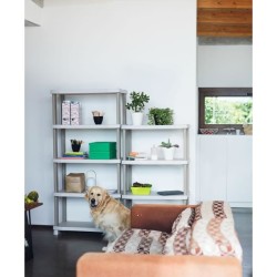 Etagere - PLASTIKEN - Plastique - 90 x 45 x 184 cm - 5 étages - Beige