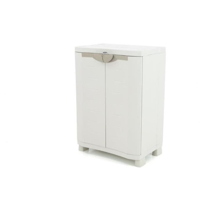 Armoire basse de rangement en résine PLASTIKEN - 2 portes et 2 étageres - Beige - 70x45x100 cm Armoire basse de rangement en résine PLASTIKEN - 2 portes et 2 étageres - Beige - 70x45x100 cm