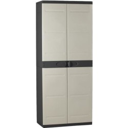 Armoire haute avec étageres - PLASTIKEN - Titanium - 70 x 44 x 176 cm