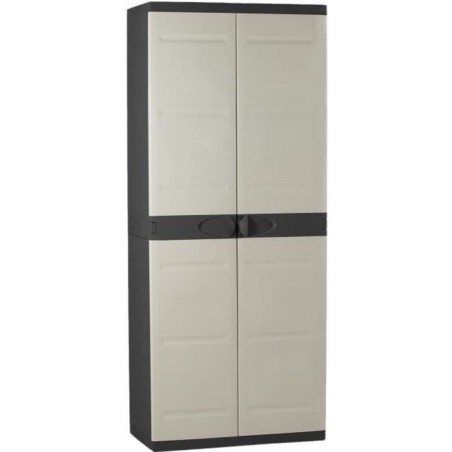Armoire haute avec étageres - PLASTIKEN - Titanium - 70 x 44 x 176 cm