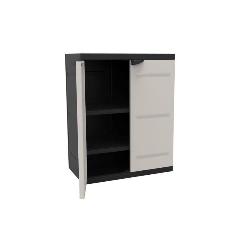 Armoire basse 2 portes TITANIUM PLASTIKEN avec étageres - Beige et No Armoire basse 2 portes TITANIUM PLASTIKEN avec étageres - Beige et No