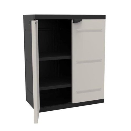 Armoire basse 2 portes TITANIUM PLASTIKEN avec étageres - Beige et No