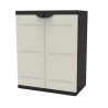 Armoire basse 2 portes TITANIUM PLASTIKEN avec étageres - Beige et No