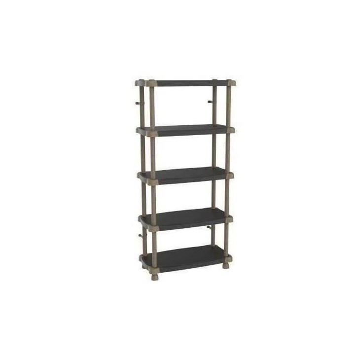 Étagere haute PLASTIKEN TITANIUM - 5 plateaux bi-couleur - Noir et Taupe - 30kg/étagere - 88x184x44cm Étagere haute PLASTIKEN TITANIUM - 5 plateaux bi-couleur - Noir et Taupe - 30kg/étagere - 88x184x44cm