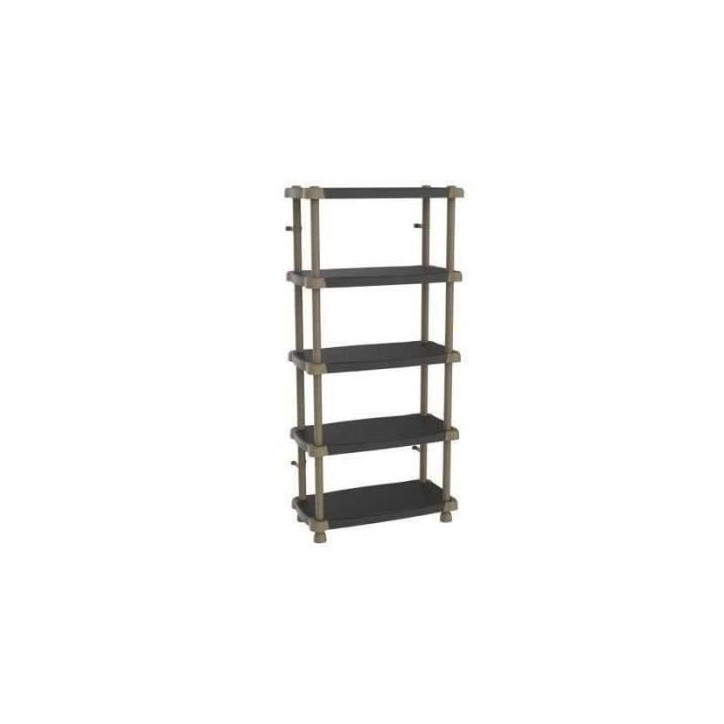 Étagere haute PLASTIKEN TITANIUM - 5 plateaux bi-couleur - Noir et Taupe - 30kg/étagere - 88x184x44cm Étagere haute PLASTIKEN TITANIUM - 5 plateaux bi-couleur - Noir et Taupe - 30kg/étagere - 88x184x44cm