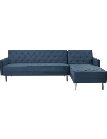 Canapé d'angle 3 places réversible ISTANA -Velours Bleu - L 286 x P 169 x H 80 cm