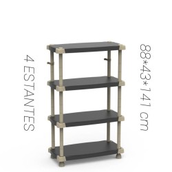 Etagere - PLASTIKEN - Plastique - 88 x 43 x 150 cm - 4 étages - Noir