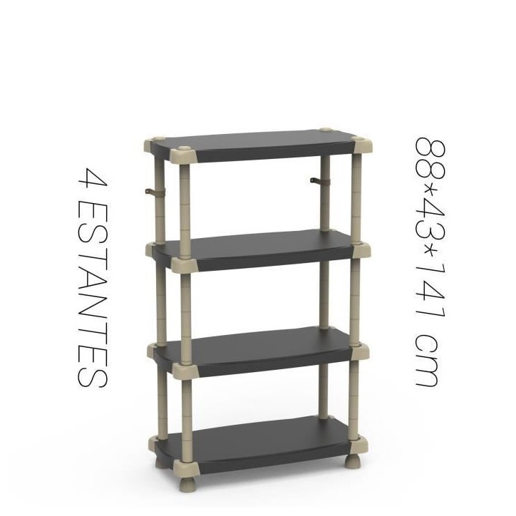 Etagere - PLASTIKEN - Plastique - 88 x 43 x 150 cm - 4 étages - Noir Etagere - PLASTIKEN - Plastique - 88 x 43 x 150 cm - 4 étages - Noir