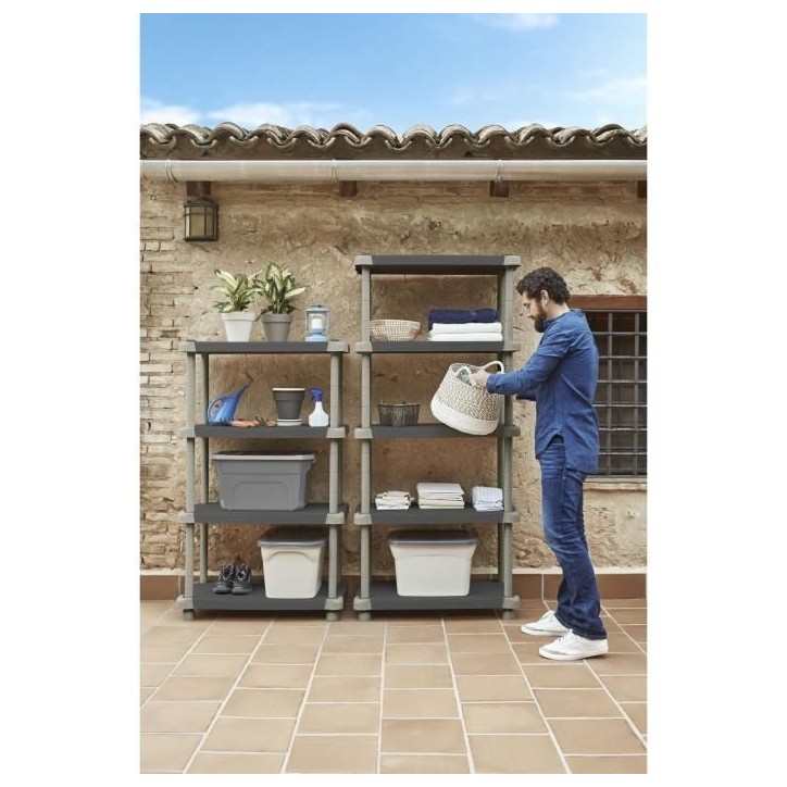 Etagere - PLASTIKEN - Plastique - 88 x 43 x 150 cm - 4 étages - Noir Etagere - PLASTIKEN - Plastique - 88 x 43 x 150 cm - 4 étages - Noir