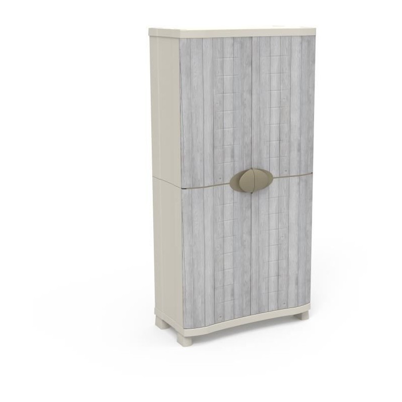 Armoire - PLASTIKEN - Space-saver - 90 cm - 4 étageres - Blanc/gris Armoire - PLASTIKEN - Space-saver - 90 cm - 4 étageres - Blanc/gris