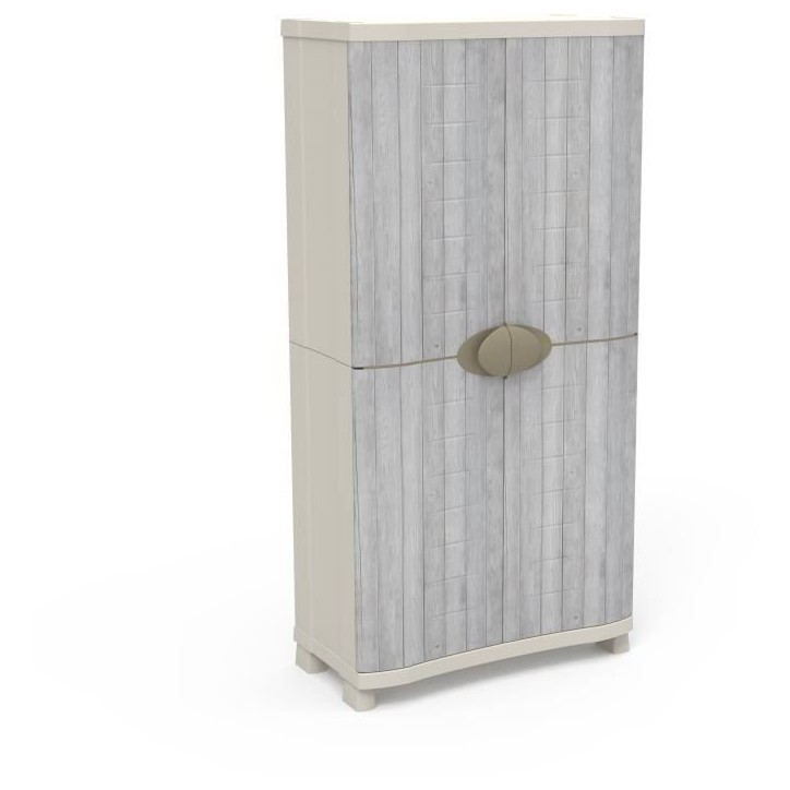 Armoire - PLASTIKEN - Space-saver - 90 cm - 4 étageres - Blanc/gris Armoire - PLASTIKEN - Space-saver - 90 cm - 4 étageres - Blanc/gris