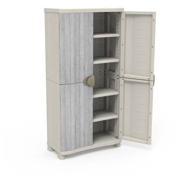 Armoire - PLASTIKEN - Space-saver - 90 cm - 4 étageres - Blanc/gris Armoire - PLASTIKEN - Space-saver - 90 cm - 4 étageres - Blanc/gris