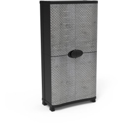 Armoire - PLASTIKEN - Space-saver - 90 cm - 4 étageres - Noir/gris