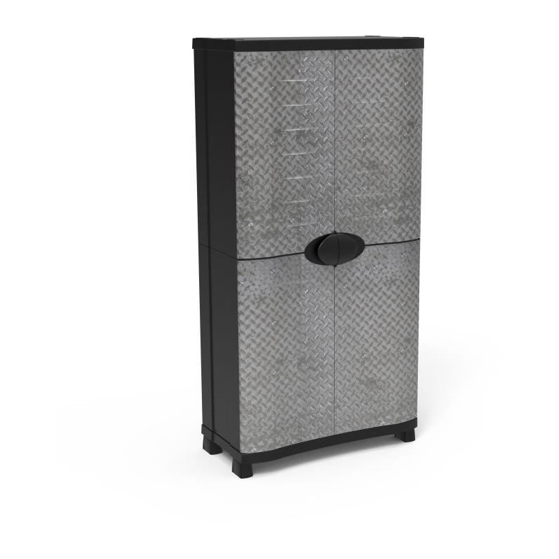 Armoire - PLASTIKEN - Space-saver - 90 cm - 4 étageres - Noir/gris Armoire - PLASTIKEN - Space-saver - 90 cm - 4 étageres - Noir/gris
