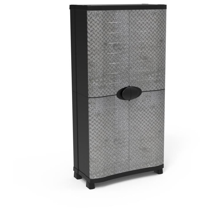Armoire - PLASTIKEN - Space-saver - 90 cm - 4 étageres - Noir/gris Armoire - PLASTIKEN - Space-saver - 90 cm - 4 étageres - Noir/gris