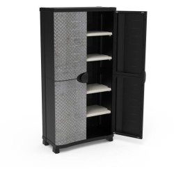 Armoire - PLASTIKEN - Space-saver - 90 cm - 4 étageres - Noir/gris