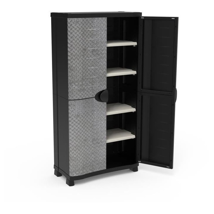 Armoire - PLASTIKEN - Space-saver - 90 cm - 4 étageres - Noir/gris Armoire - PLASTIKEN - Space-saver - 90 cm - 4 étageres - Noir/gris