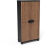 Armoire - PLASTIKEN - Space-saver - 90 cm - 4 étageres - Noir/bois