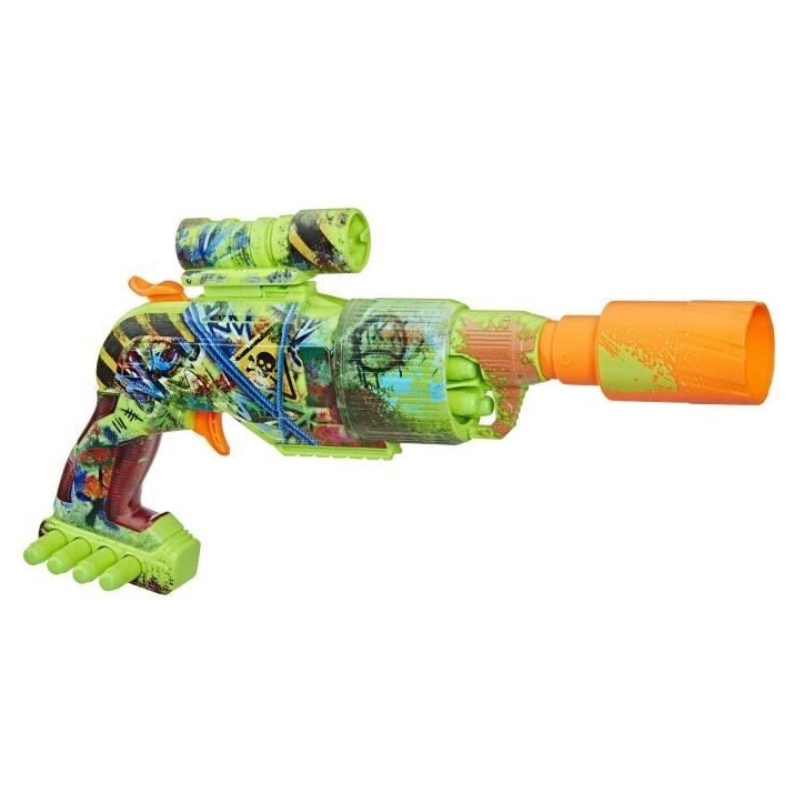 Nerf Zombie Driller, Blaster a fléchettes, cylindre rotatif, Des 8 ans Nerf Zombie Driller, Blaster a fléchettes, cylindre rotatif, Des 8 ans