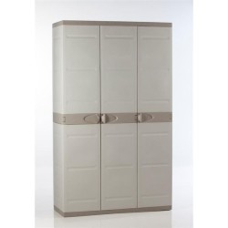 Armoire haute de rangement PLASTIKEN TITANIUM - 3 portes, étageres et