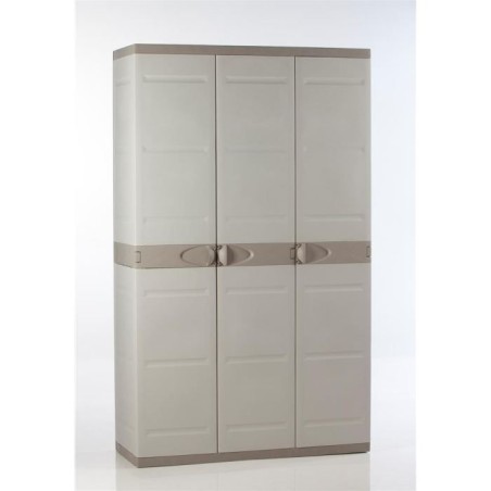Armoire haute de rangement PLASTIKEN TITANIUM - 3 portes, étageres et