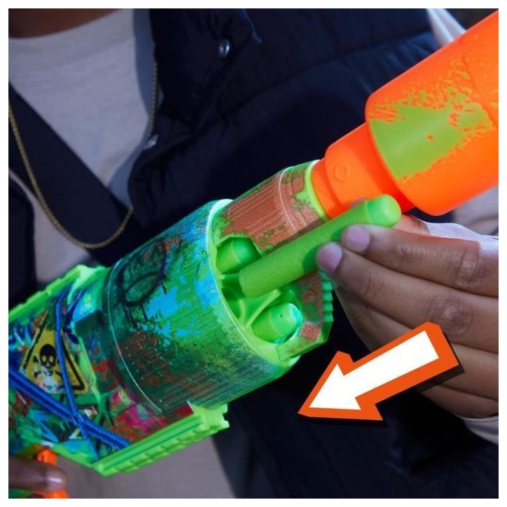 Nerf Zombie Driller, Blaster a fléchettes, cylindre rotatif, Des 8 ans Nerf Zombie Driller, Blaster a fléchettes, cylindre rotatif, Des 8 ans
