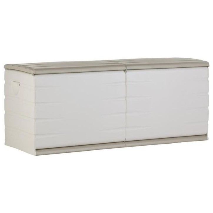 PLASTIKEN Coffre 450L Intérieur/Extérieur Fonctionnel et Esthétique Cadenassable avec Roulettes Beige PLASTIKEN Coffre 450L Intérieur/Extérieur Fonctionnel et Esthétique Cadenassable avec Roulettes Beige