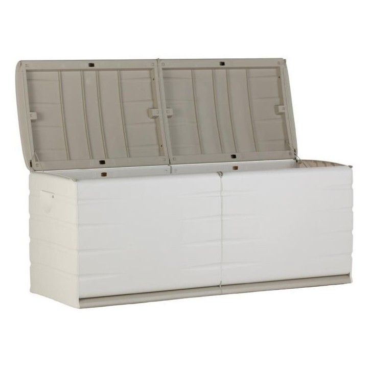 PLASTIKEN Coffre 450L Intérieur/Extérieur Fonctionnel et Esthétique Cadenassable avec Roulettes Beige PLASTIKEN Coffre 450L Intérieur/Extérieur Fonctionnel et Esthétique Cadenassable avec Roulettes Beige
