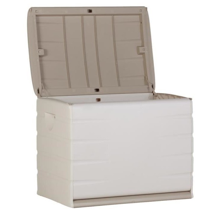 PLASTIKEN Coffre cadenassable avec roulettes - 190 L - Fonctionnel et esthétique - Beige