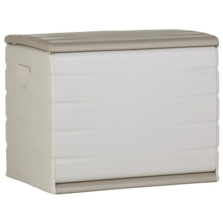 PLASTIKEN Coffre 260L Intérieur/Extérieur Fonctionnel et Esthétique Cadenassable avec Roulettes Beige
