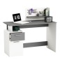 Bureau droit - Blanc et gris - Contemporain - L 121,5 x H 109,7 x P 55,1 cm - 1 porte 1 tiroir - PLATON Bureau droit - Blanc et gris - Contemporain - L 121,5 x H 109,7 x P 55,1 cm - 1 porte 1 tiroir - PLATON